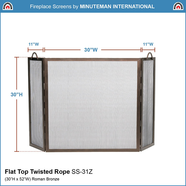 Minuteman SS-31Z 30x30 Inch Roman Bronze Flat Top Twisted Rope Folding Screen